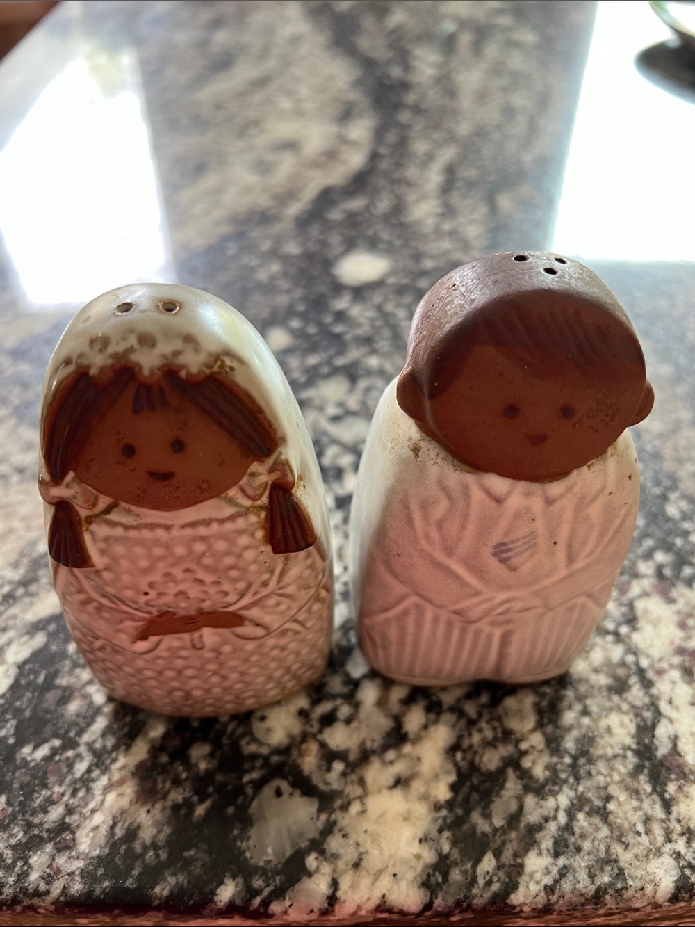 Hand-Painted Stoneware Bride & Groom Salt and Pepper Shakers